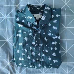 Club Monaco Emerald Green Floral Shirt